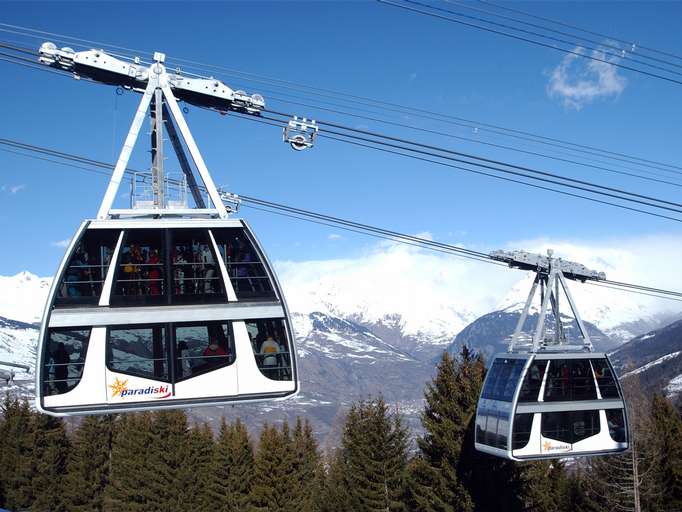 Funicular in the skiing resort Peisey Vallandry