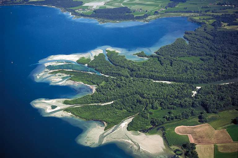 Delta of Tiroler Ache river, Lake Chiem