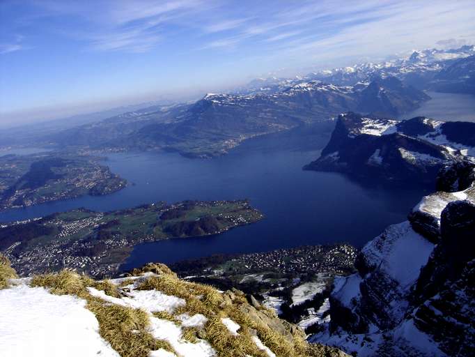 Vierwaldstätter Lake seen from Mount Pilatus heading towards Lucerne