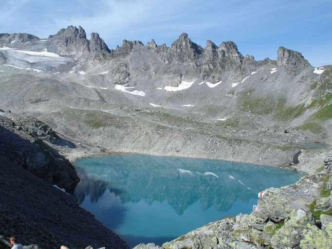 Wildsee mit Grauen Hörnern, Pizol (2.844m) und Pizolgletscher