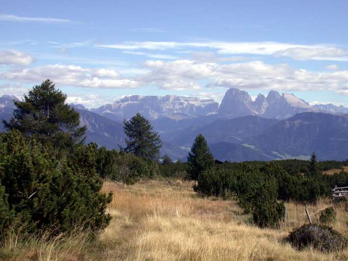 View from Villanderer Alm with Sella, Lang- and Plattkofel