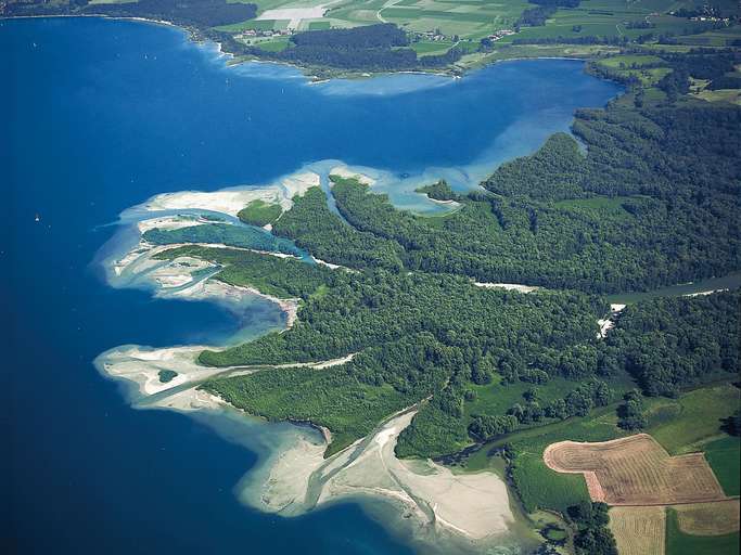 Il lago di Chiemsee e il delta del Tiroler Ache