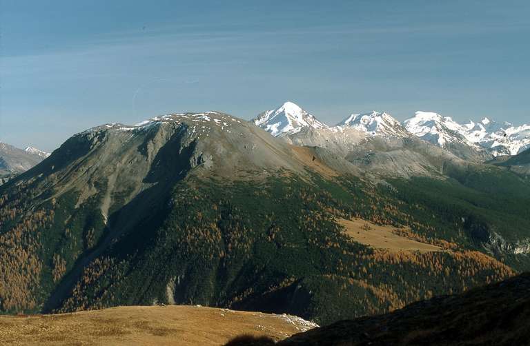 Der Munt la Schera, das Ortlermassiv im Hintergrund